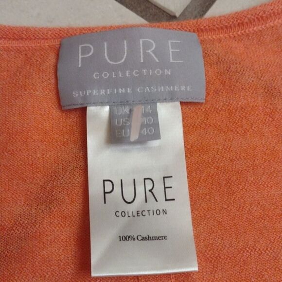 Pure Superfine Cashmere sweater orange scoop neck soft 10 - Picture 3 of 6